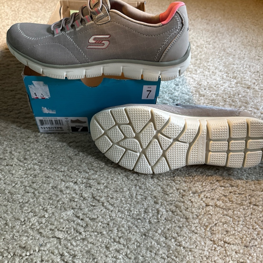 Skechers Gray and Pink Athletic Shoes with Flexible Sole